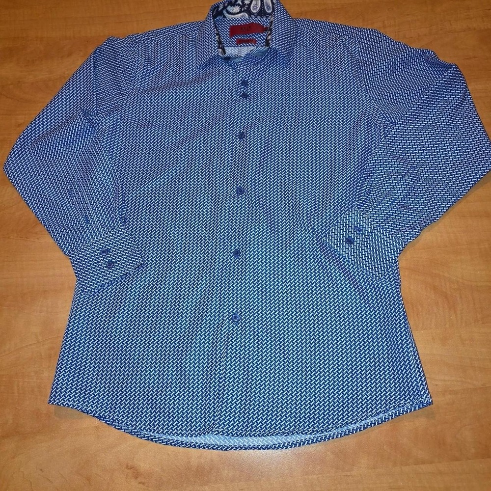 ELIE BALLEH Modern Fit Blue Plaid Button Down Long Sleeve Shirt. Size 14Y Italy